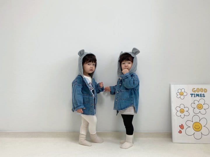 Little Rabbit - Korean Children Fashion - #prettylittlegirls - Bear Hoody Denim Jacket - 5