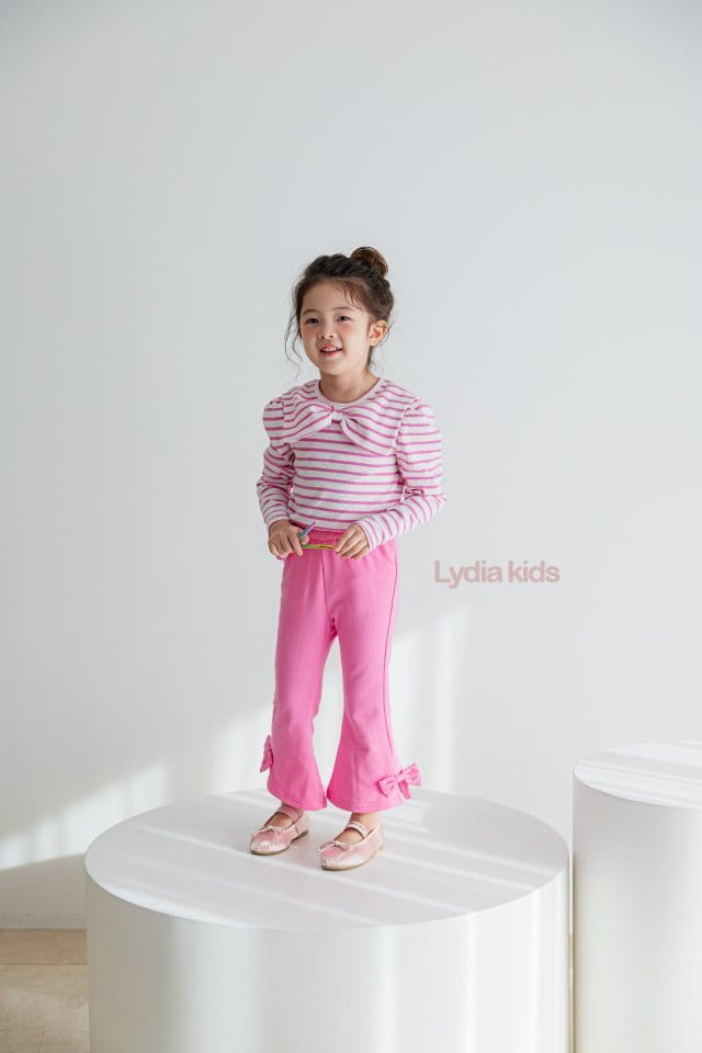 Lydia - Korean Children Fashion - #Kfashion4kids - Big Ribbon Stripes Tee - 12