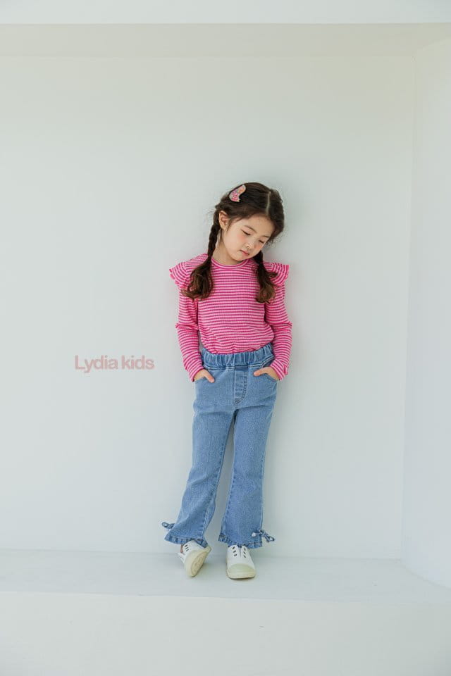 Lydia - Korean Children Fashion - #childofig - Ribbon Denim Pants - 3