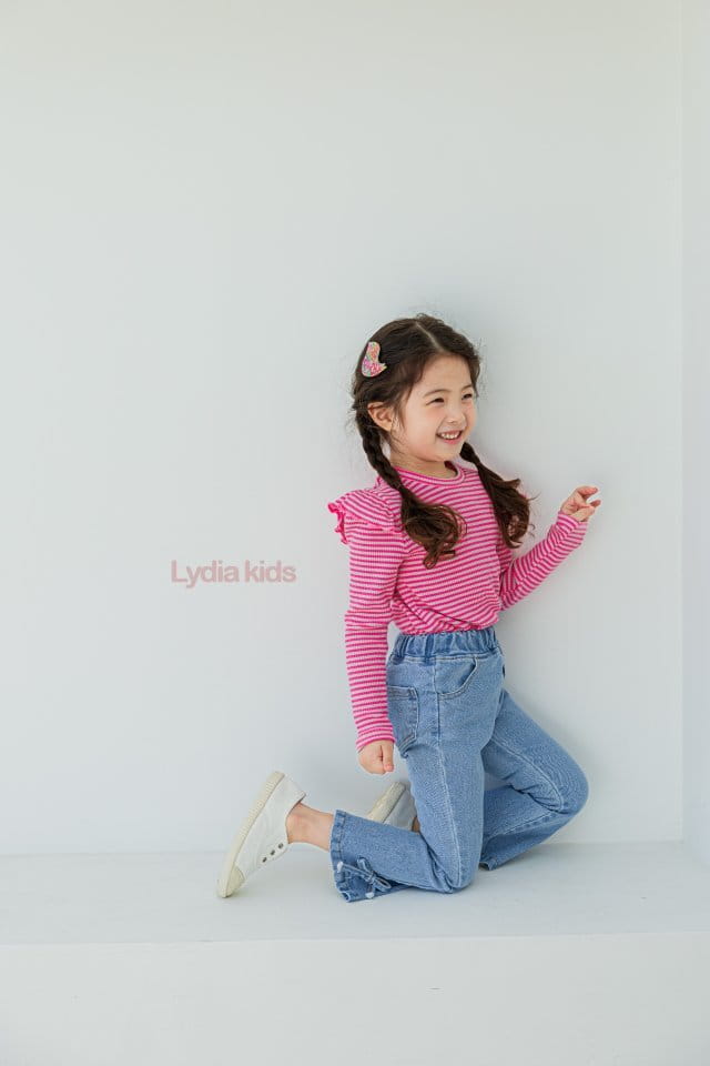 Lydia - Korean Children Fashion - #designkidswear - Ribbon Denim Pants - 5