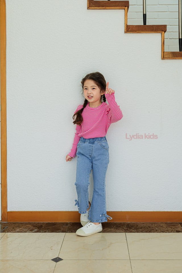 Lydia - Korean Children Fashion - #discoveringself - Ribbon Denim Pants - 6