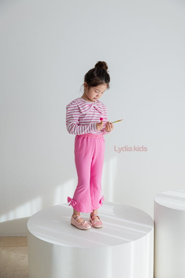 Lydia - Korean Children Fashion - #fashionkids - Big Ribbon Stripes Tee - 8