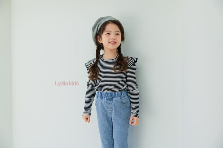 Lydia - Korean Children Fashion - #fashionkids - Ribbon Denim Pants - 7
