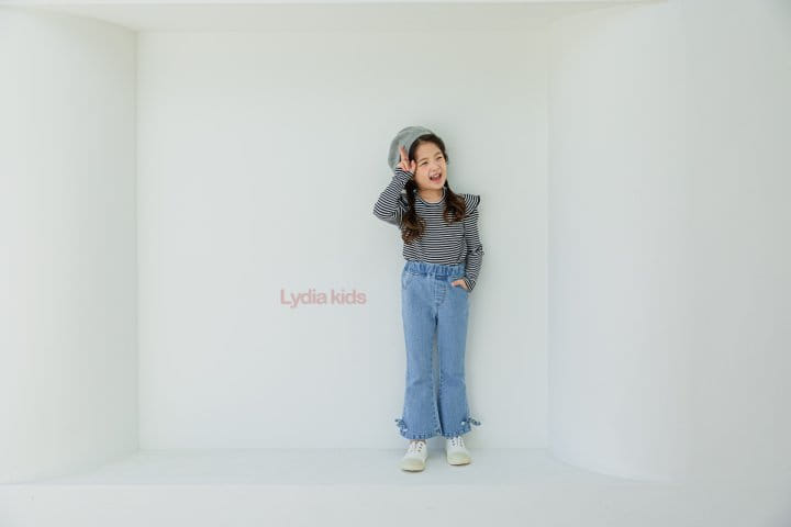 Lydia - Korean Children Fashion - #kidsshorts - Ribbon Denim Pants - 8