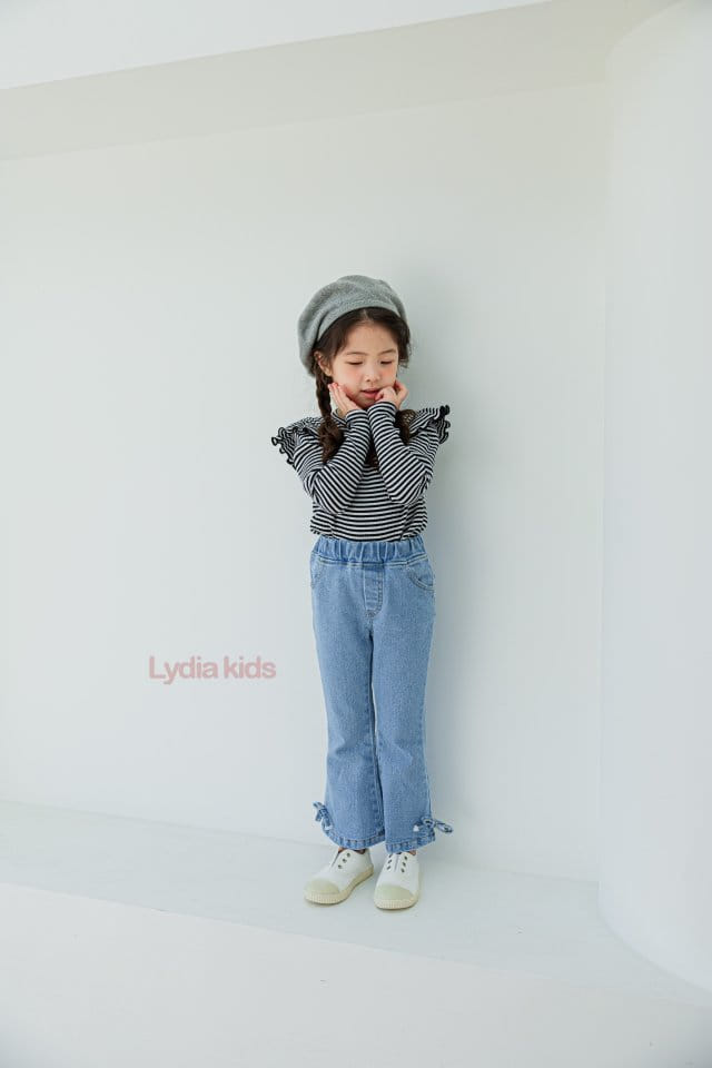 Lydia - Korean Children Fashion - #kidsstore - Ribbon Denim Pants - 9