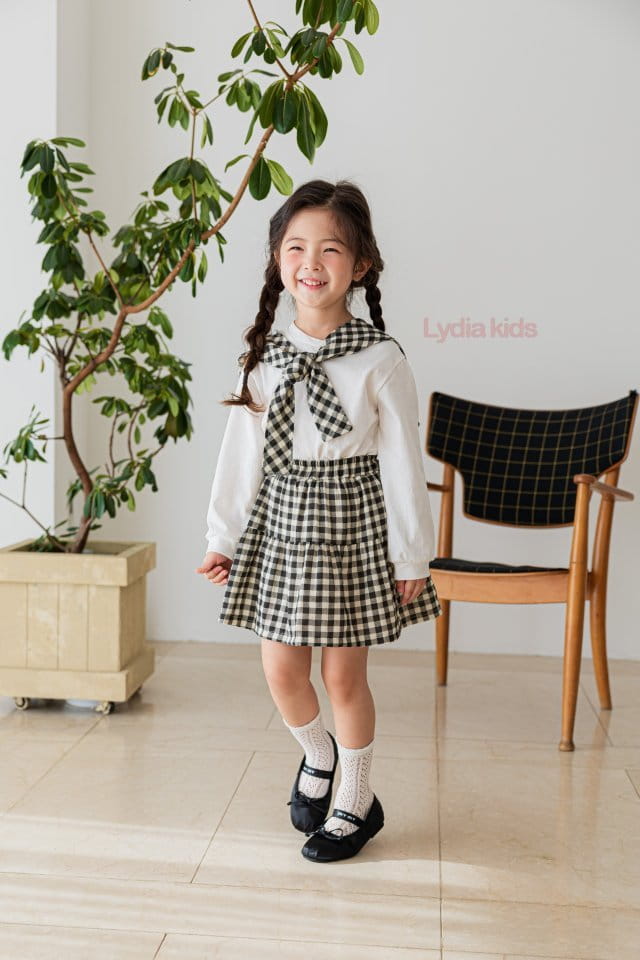 Lydia - Korean Children Fashion - #kidzfashiontrend - Check Sailor Top Bottom Set - 2