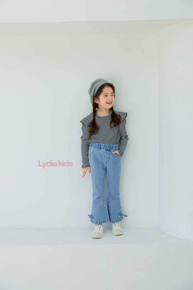 Lydia - Korean Children Fashion - #littlefashionista - Ribbon Denim Pants - 12