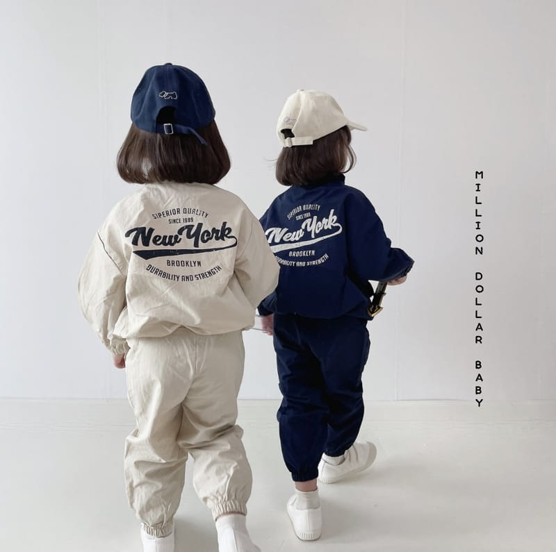 Million Dollar Baby - Korean Children Fashion - #kidsstore - New York Top Bottom Pants Set - 4