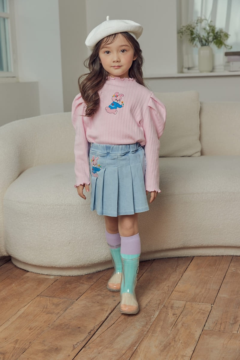 Mimico - Korean Children Fashion - #stylishchildhood - Denim Wrinkle Skirt - 10