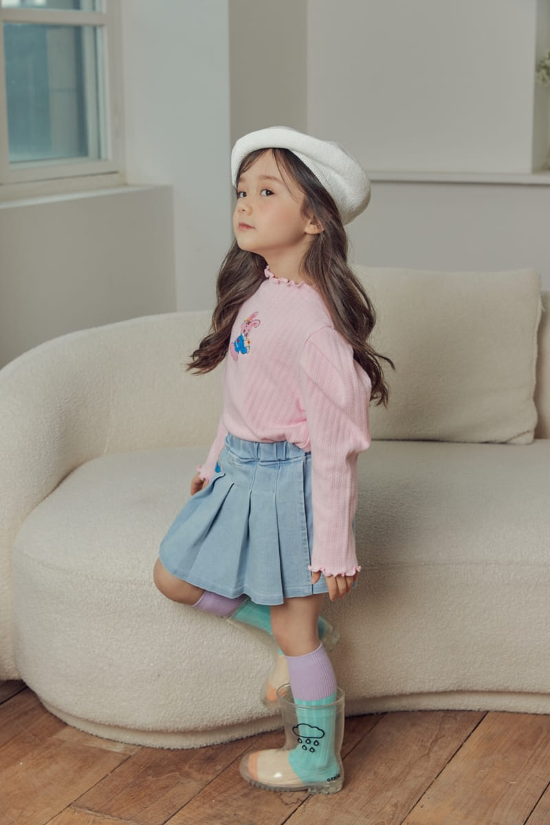 Mimico - Korean Children Fashion - #todddlerfashion - Denim Wrinkle Skirt - 8