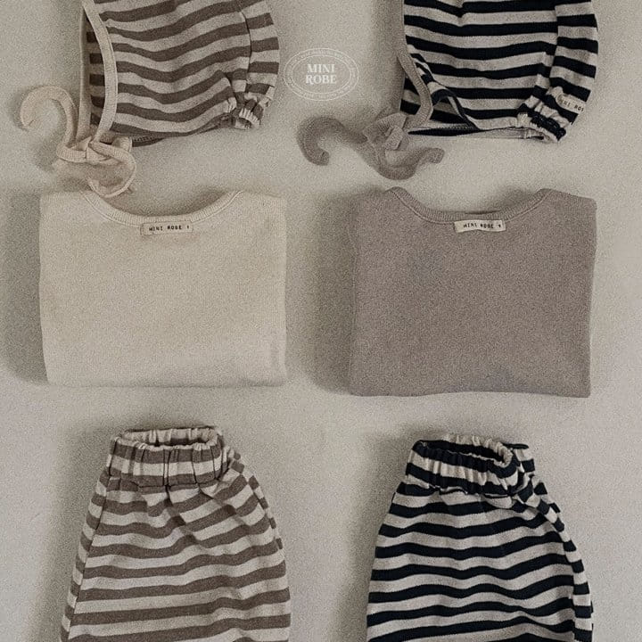 Mini Robe - Korean Baby Fashion - #babyboutique - Bebe Bumbuck Stripes Top Bottom Set