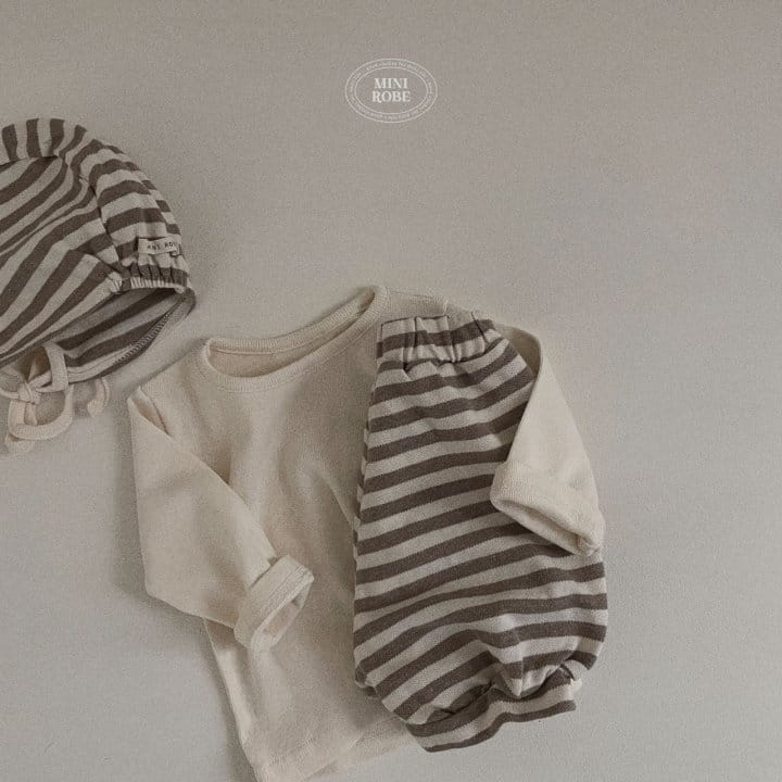 Mini Robe - Korean Baby Fashion - #babyfever - Bebe Bumbuck Stripes Top Bottom Set - 6