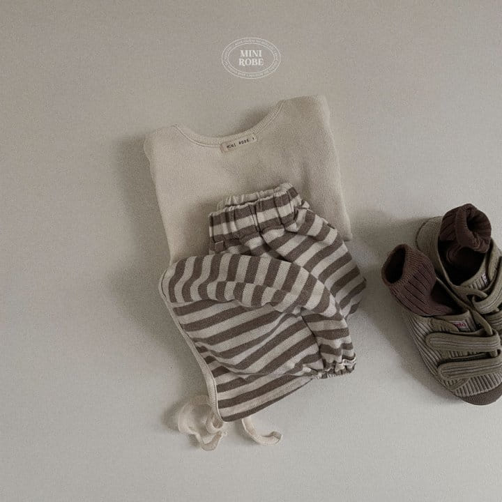 Mini Robe - Korean Baby Fashion - #babyoutfit - Bebe Bumbuck Stripes Top Bottom Set - 12