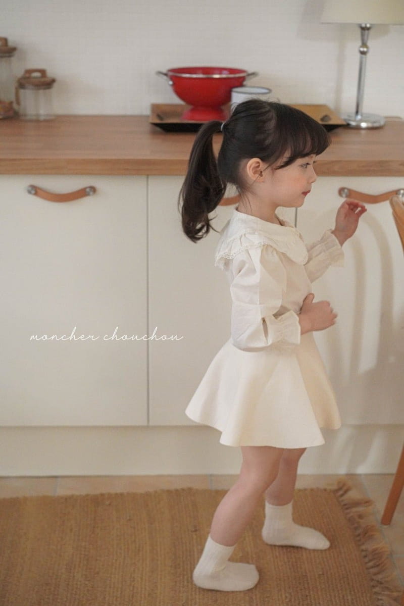 Moncher Chouchou - Korean Children Fashion - #stylishchildhood - Lace Collar Blouse - 4