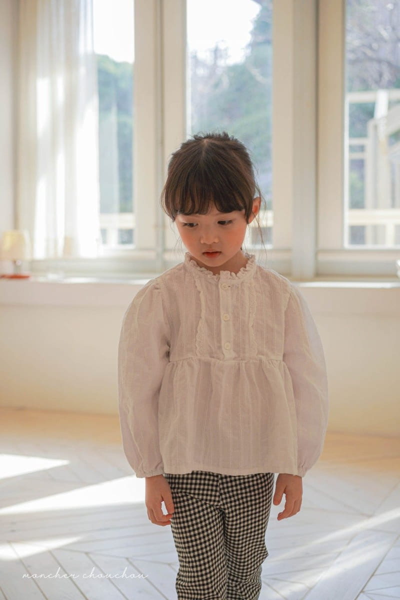 Moncher Chouchou - Korean Children Fashion - #kidsshorts - Frill Lace Blouse - 8