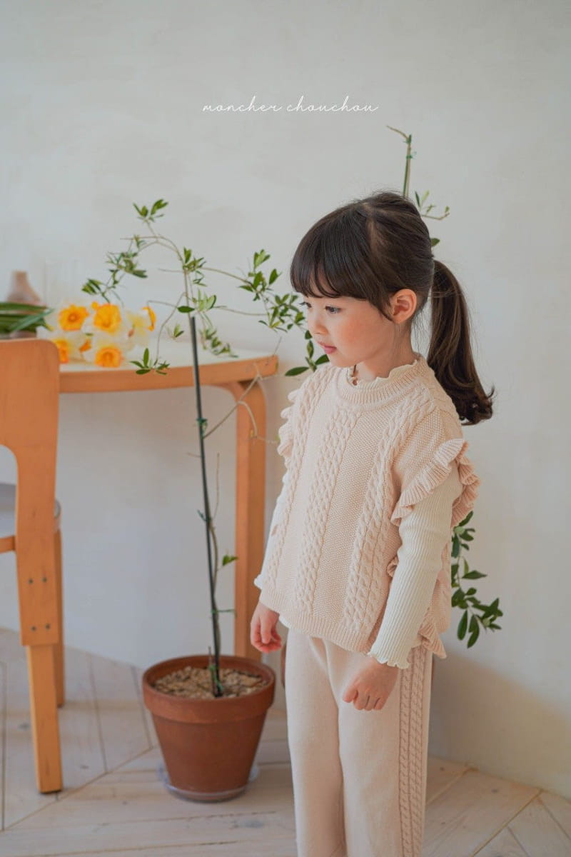 Moncher Chouchou - Korean Children Fashion - #minifashionista - Ribbon Frill Vest - 3