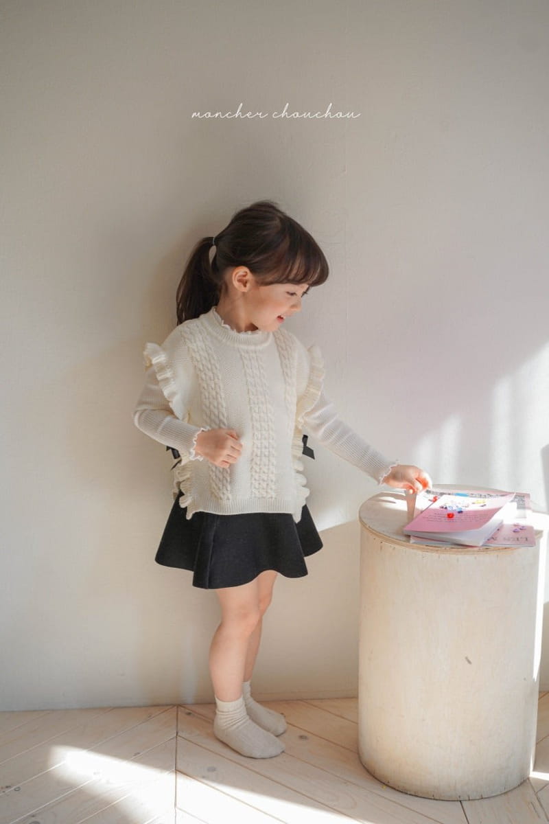 Moncher Chouchou - Korean Children Fashion - #todddlerfashion - Ribbon Frill Vest - 5