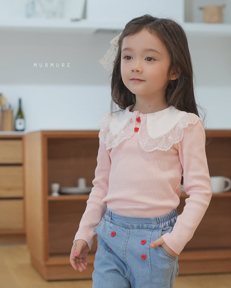 Murmure - Korean Children Fashion - #Kfashion4kids - Lace Rib Collar Tee - 6