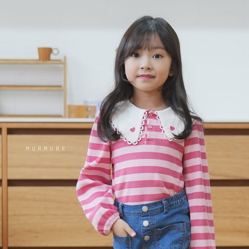 Murmure - Korean Children Fashion - #childofig - Stripes Rib Collar Tee