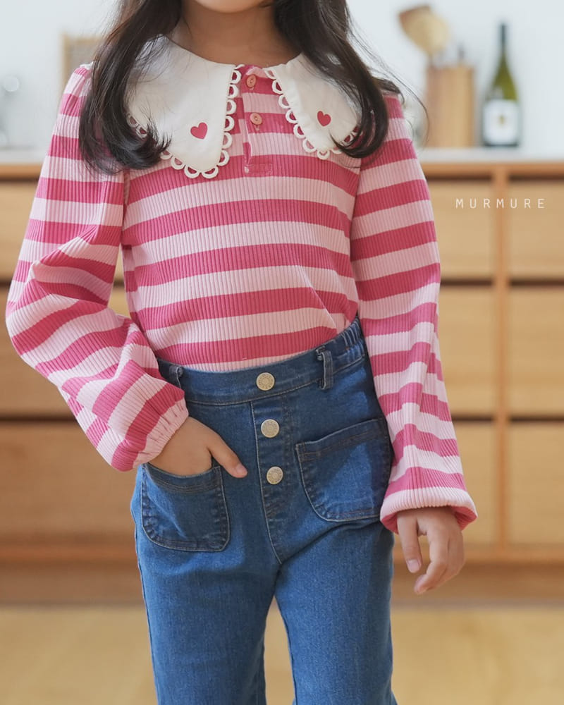 Murmure - Korean Children Fashion - #designkidswear - Stripes Rib Collar Tee - 3