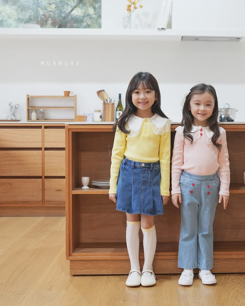 Murmure - Korean Children Fashion - #discoveringself - Lace Rib Collar Tee