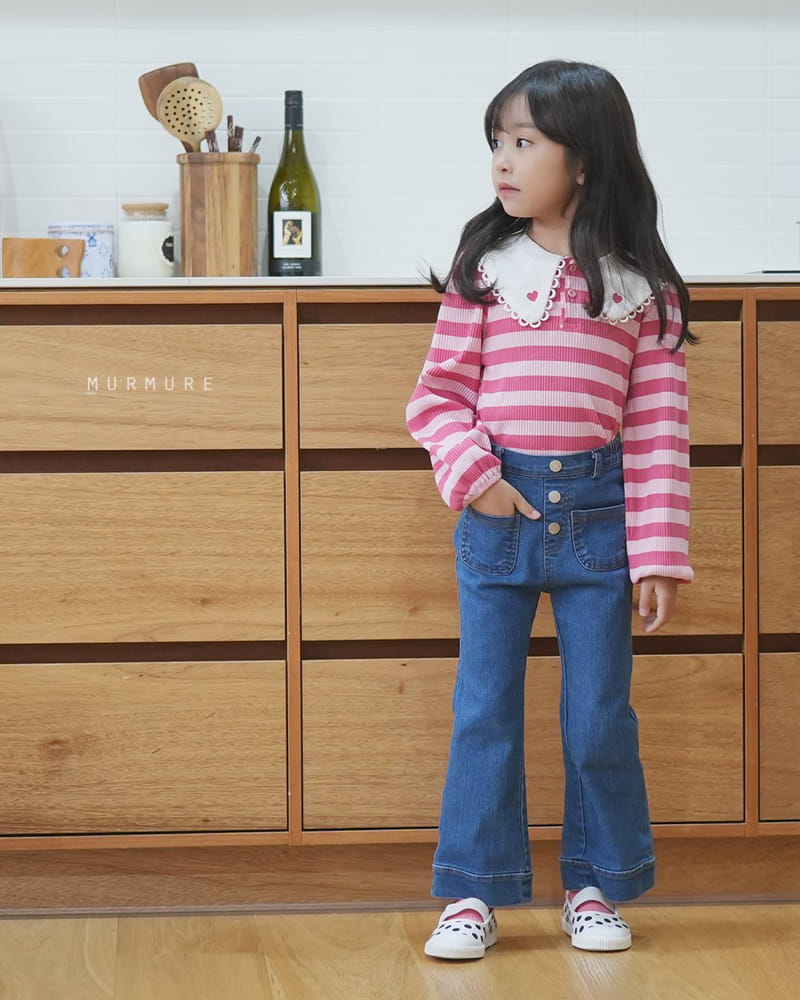 Murmure - Korean Children Fashion - #kidsshorts - Stripes Rib Collar Tee - 6