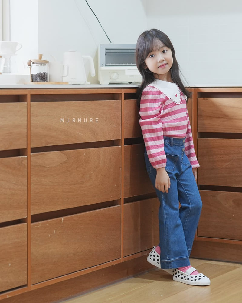 Murmure - Korean Children Fashion - #kidsstore - Stripes Rib Collar Tee - 7