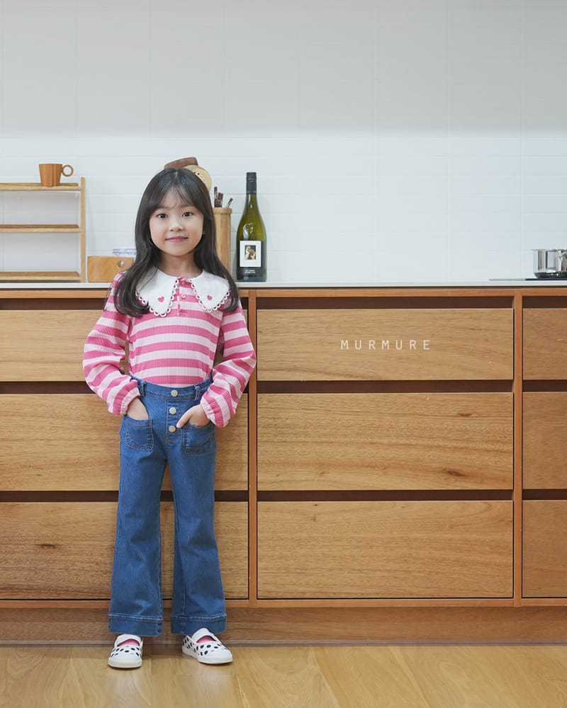 Murmure - Korean Children Fashion - #kidzfashiontrend - Stripes Rib Collar Tee - 8