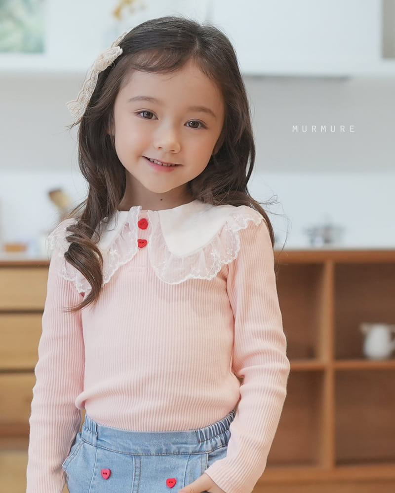 Murmure - Korean Children Fashion - #littlefashionista - Lace Rib Collar Tee - 7