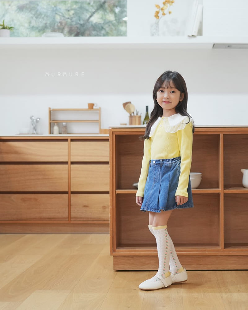 Murmure - Korean Children Fashion - #toddlerclothing - Lace Rib Collar Tee - 12