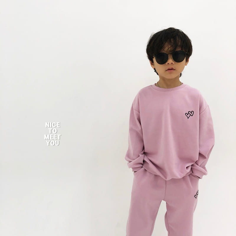 Nice To Meet You - Korean Children Fashion - #childofig - Double Heart Top Bottom Set - 10