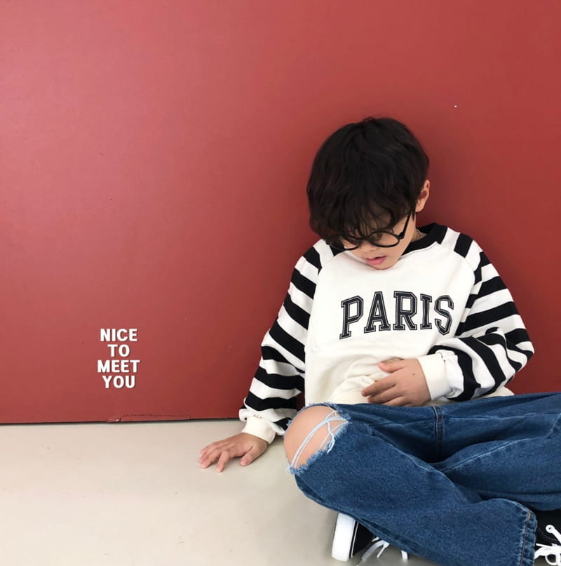 Nice To Meet You - Korean Children Fashion - #childofig - Stripes Paris Sweatshirt - 9