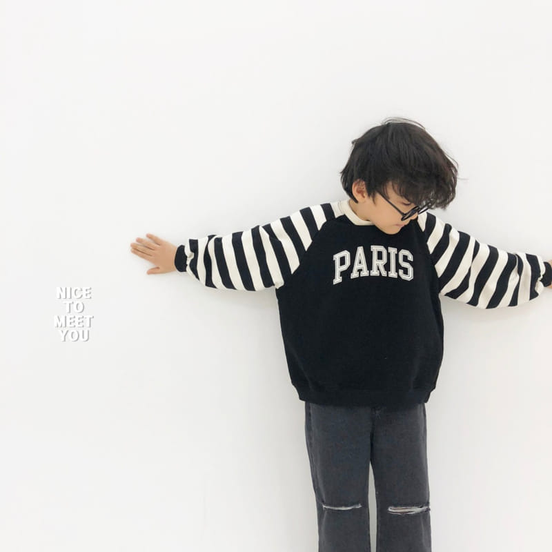 Nice To Meet You - Korean Children Fashion - #childrensboutique - Stripes Paris Sweatshirt - 10