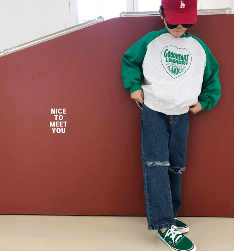 Nice To Meet You - Korean Children Fashion - #designkidswear - Good Heart Raglan Sweatshirt - 2