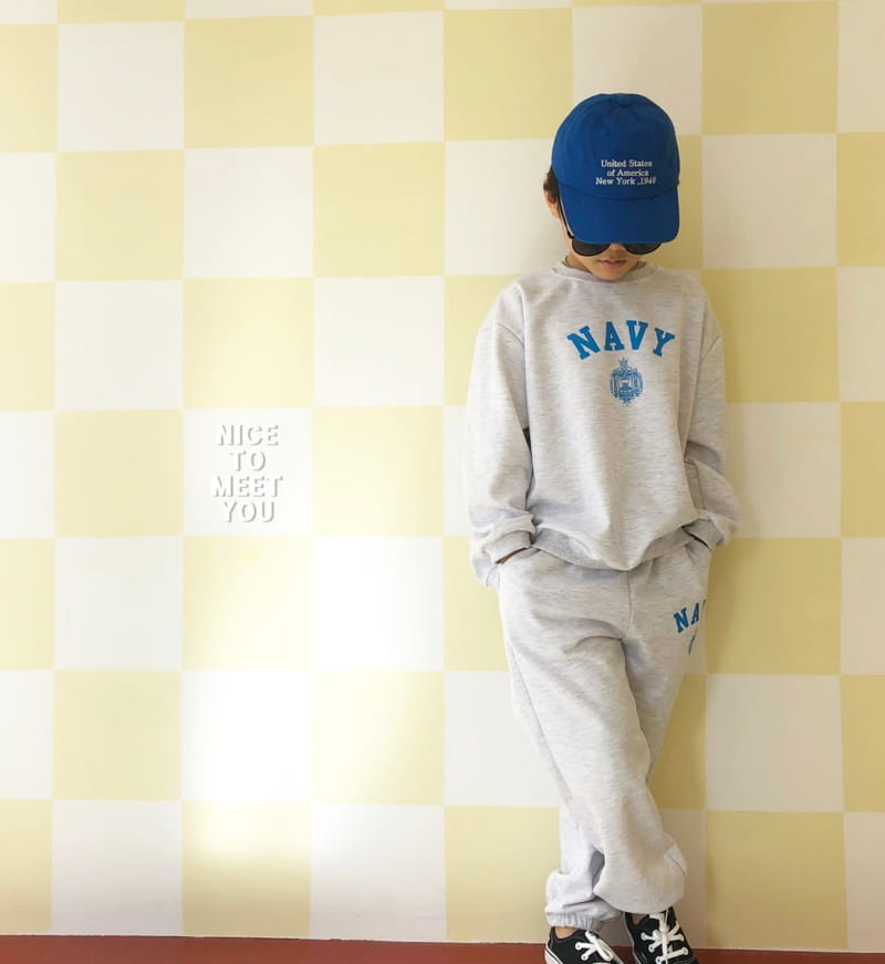 Nice To Meet You - Korean Children Fashion - #kidsshorts - Navy Top Bottom Set