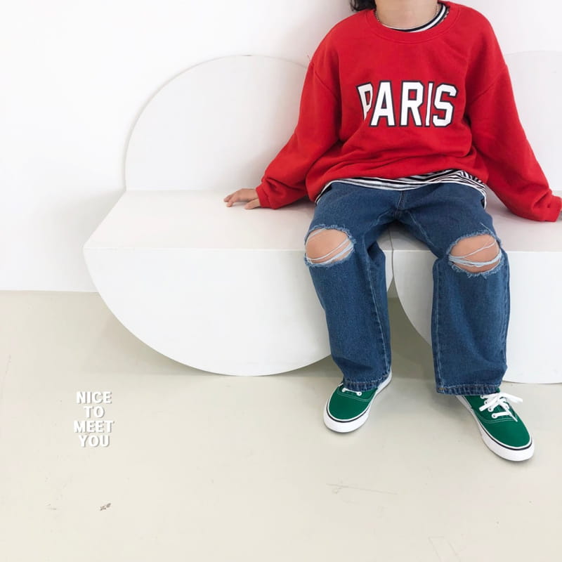 Nice To Meet You - Korean Children Fashion - #kidsshorts - Paris Sweatshirt - 8