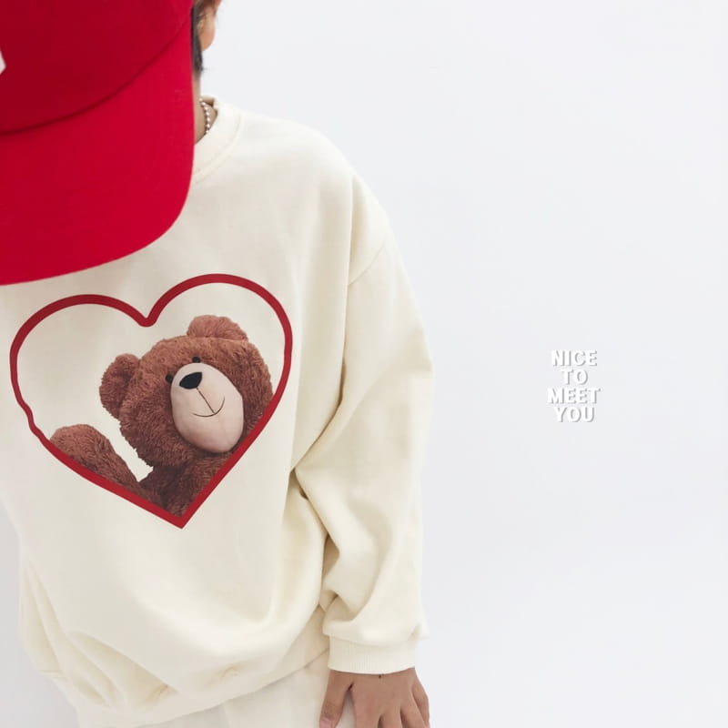 Nice To Meet You - Korean Children Fashion - #minifashionista - Heart Bear Sweatshirt - 4