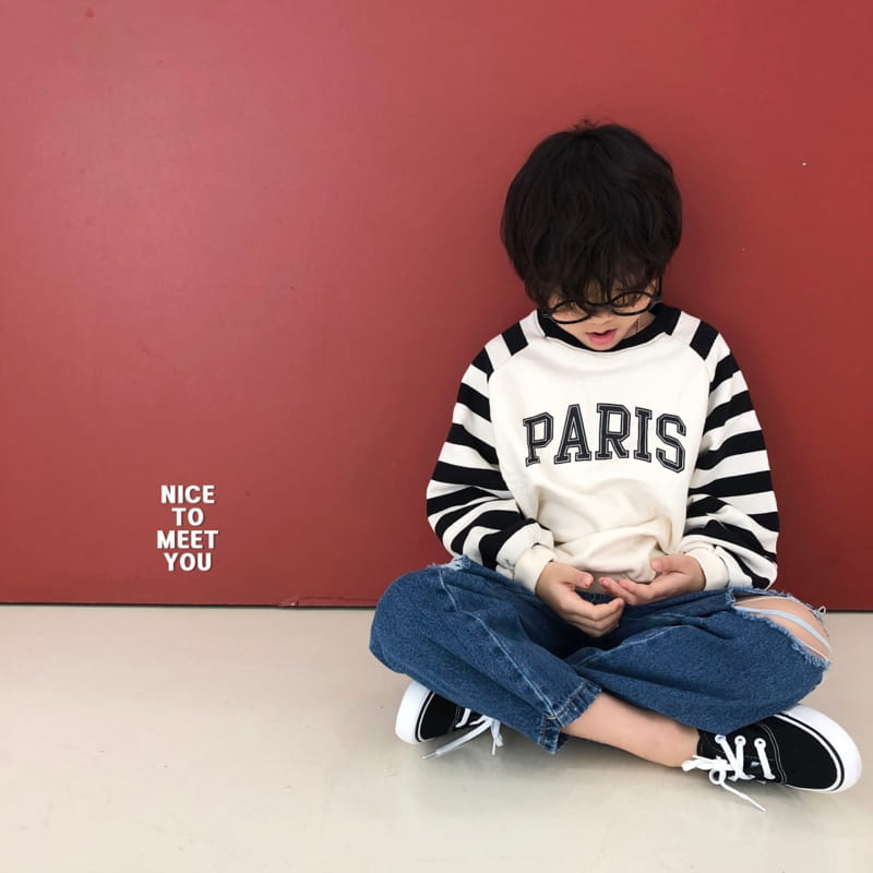 Nice To Meet You - Korean Children Fashion - #toddlerclothing - Stripes Paris Sweatshirt - 7