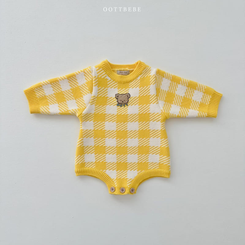 Oott Bebe - Korean Baby Fashion - #babyfashion - Pure Check Knit Bodysuit