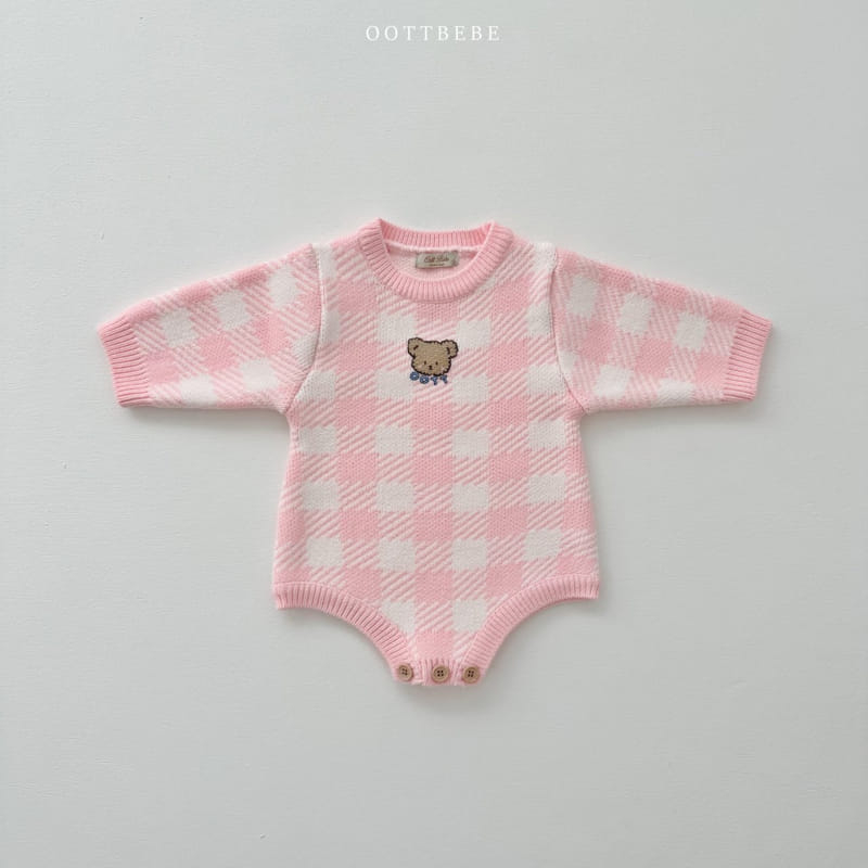Oott Bebe - Korean Baby Fashion - #babyfever - Pure Check Knit Bodysuit - 2