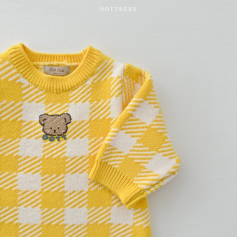 Oott Bebe - Korean Baby Fashion - #babygirlfashion - Pure Check Knit Bodysuit - 3