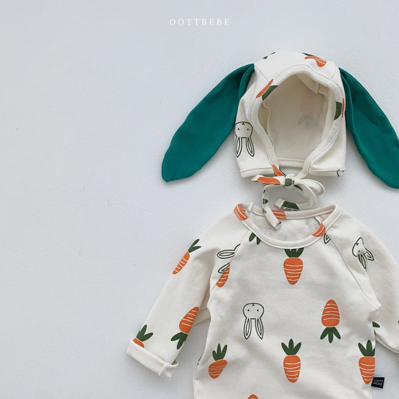 Oott Bebe - Korean Baby Fashion - #babygirlfashion - Vegetable Bodysuit with Bonnet Log Sleeves - 8