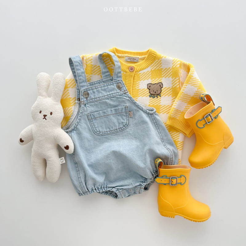 Oott Bebe - Korean Baby Fashion - #babyoninstagram - Rora Denim Dungarees Bodysuit  - 4