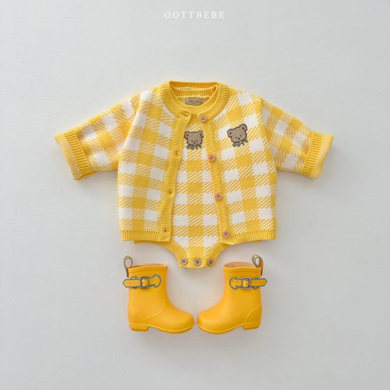 Oott Bebe - Korean Baby Fashion - #babyoutfit - Pure Check Knit Bodysuit - 8