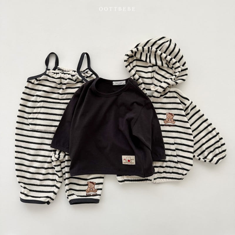 Oott Bebe - Korean Children Fashion - #childofig - Terry Stripes Hoody Zip-up - 12