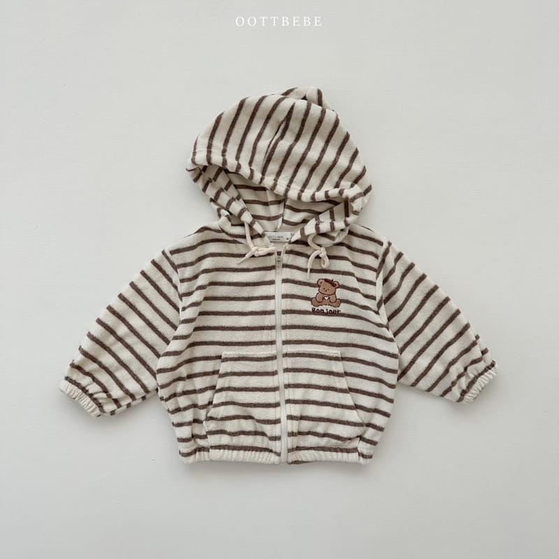 Oott Bebe - Korean Children Fashion - #designkidswear - Terry Stripes Hoody Zip-up
