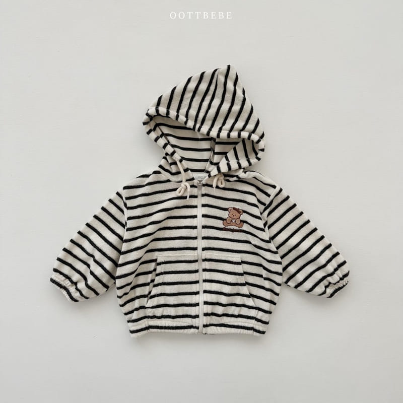Oott Bebe - Korean Children Fashion - #discoveringself - Terry Stripes Hoody Zip-up - 2