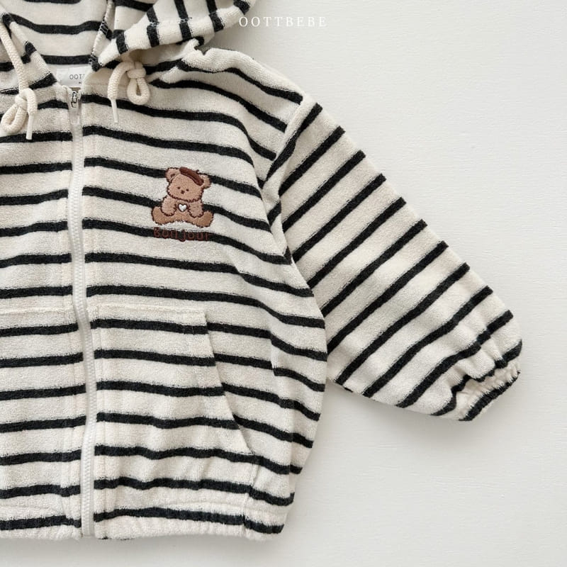 Oott Bebe - Korean Children Fashion - #fashionkids - Terry Stripes Hoody Zip-up - 4