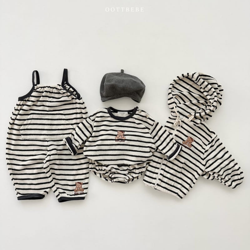 Oott Bebe - Korean Children Fashion - #minifashionista - Terry Stripes Hoody Zip-up - 10