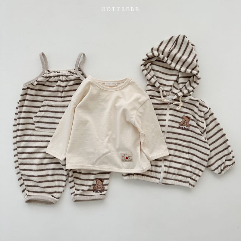 Oott Bebe - Korean Children Fashion - #prettylittlegirls - Terry Stripes Hoody Zip-up - 11